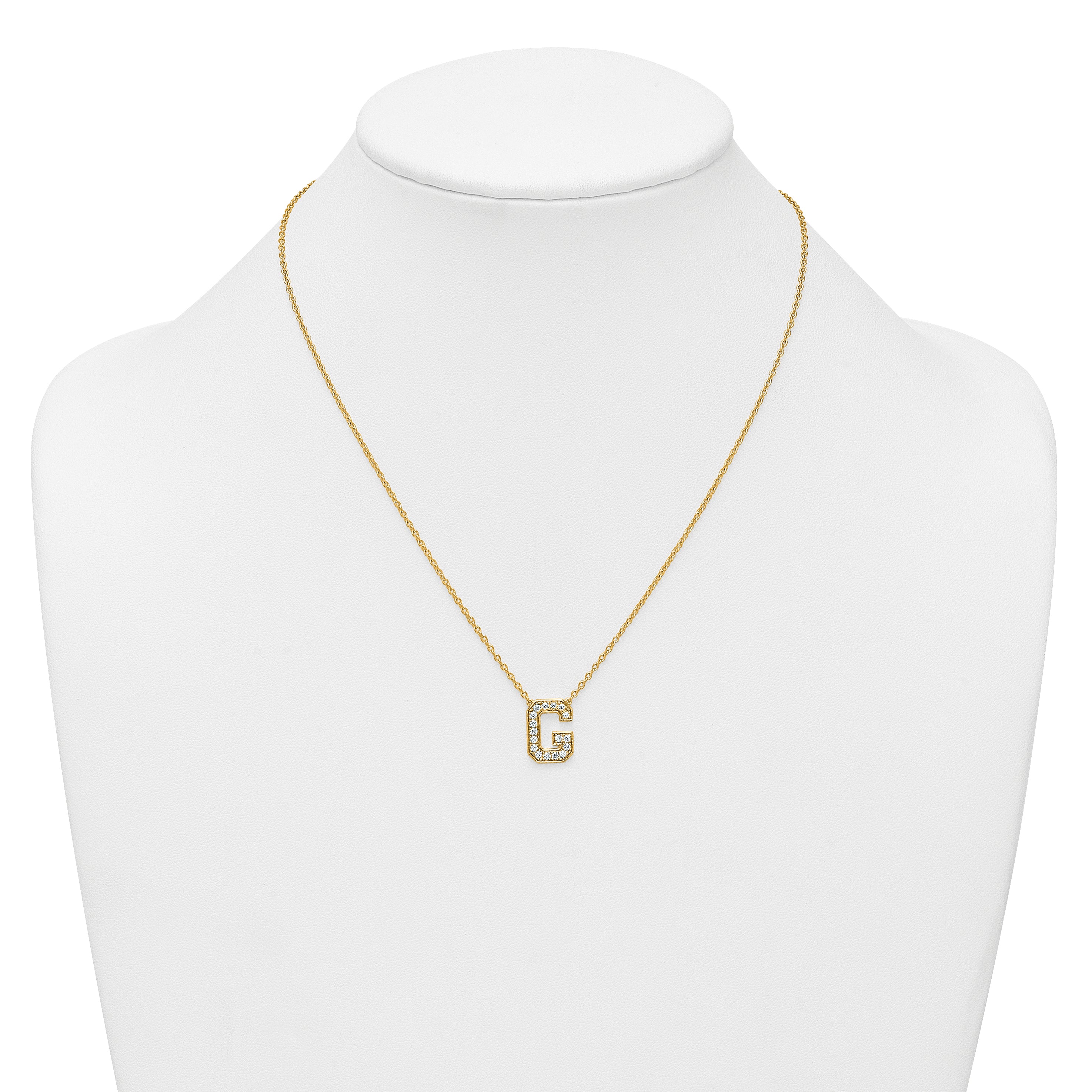 14k 1/3 carat Lab Grown Diamond VS+ F+ Complete Letter G 18 inch Initial Necklace