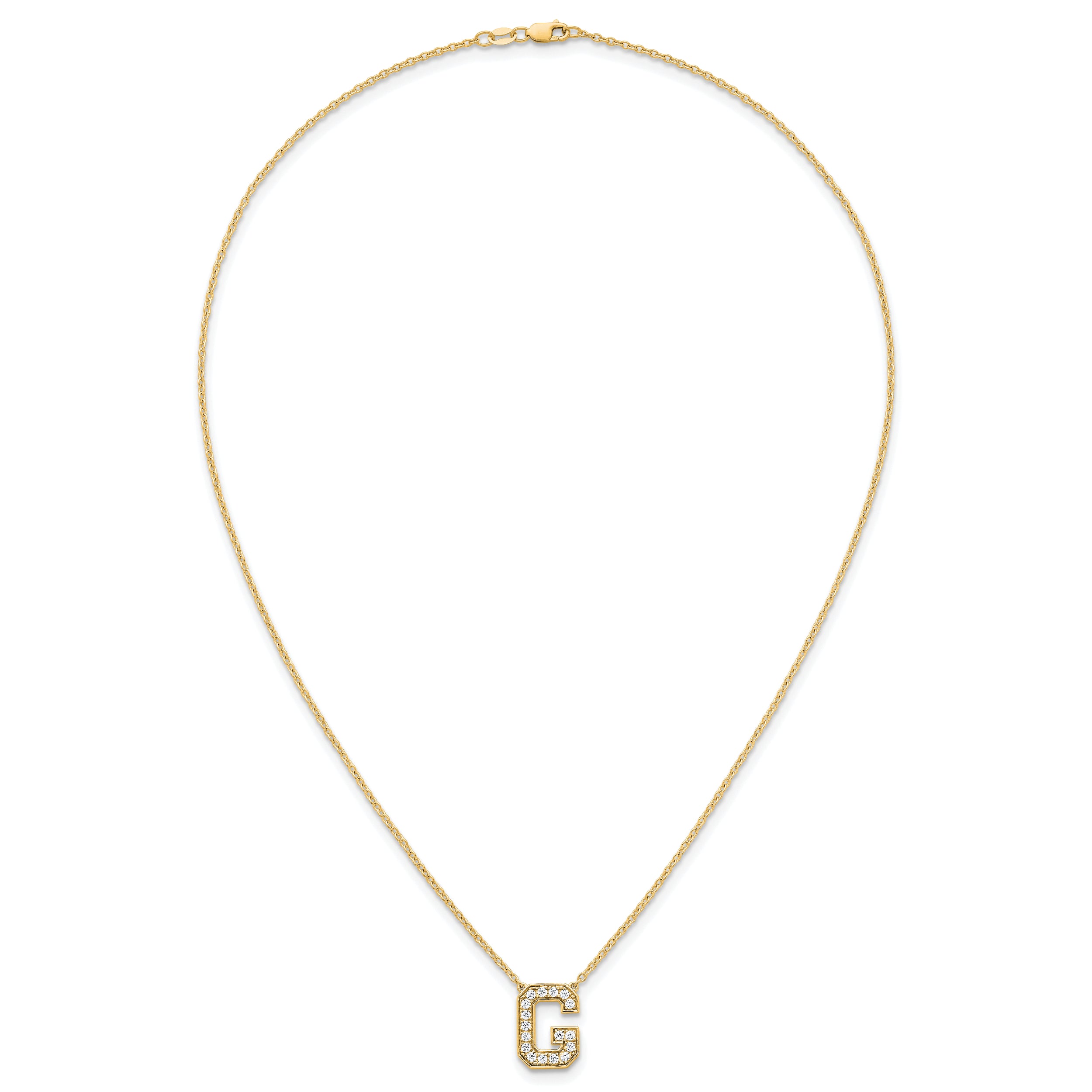 14k 1/3 carat Lab Grown Diamond VS+ F+ Complete Letter G 18 inch Initial Necklace