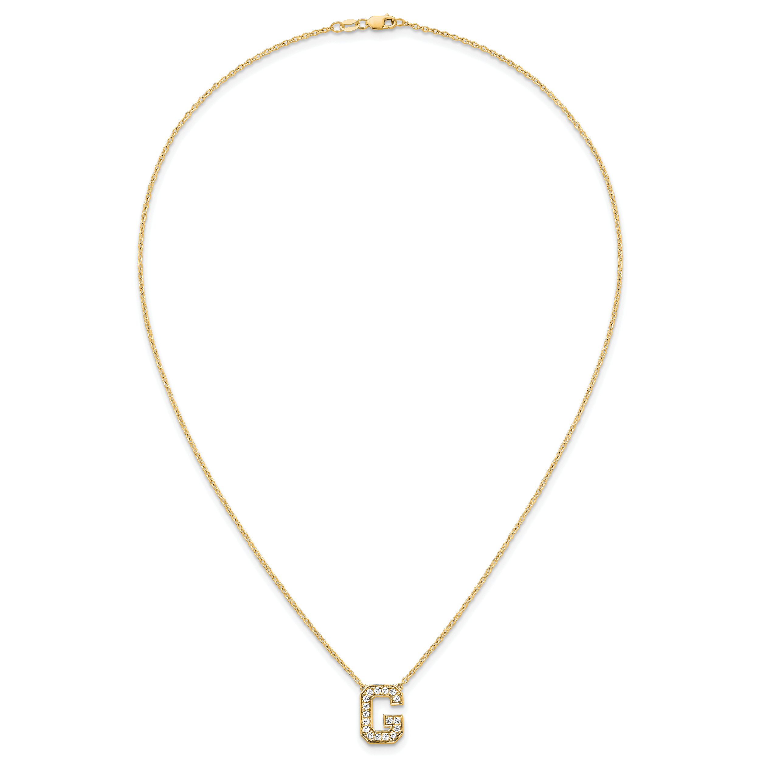 14k 1/3 carat Lab Grown Diamond VS+ F+ Complete Letter G 18 inch Initial Necklace