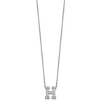 14k White Gold 1/2 carat Lab Grown Diamond VS+ F+ Complete Letter H 18 inch Initial Necklace