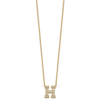 14k 1/2 carat Lab Grown Diamond VS+ F+ Complete Letter H 18 inch Initial Necklace