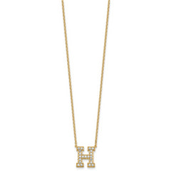 14k 1/2 carat Lab Grown Diamond VS+ F+ Complete Letter H 18 inch Initial Necklace