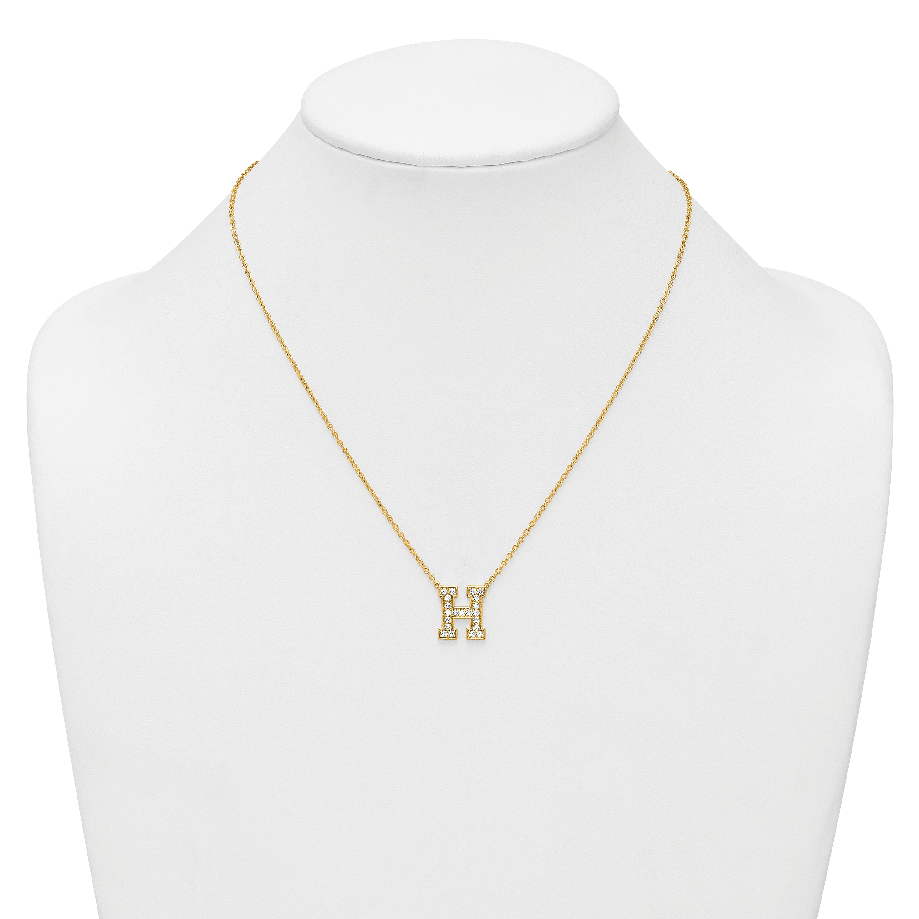 14k 1/2 carat Lab Grown Diamond VS+ F+ Complete Letter H 18 inch Initial Necklace