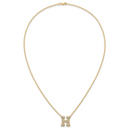 14k 1/2 carat Lab Grown Diamond VS+ F+ Complete Letter H 18 inch Initial Necklace
