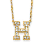 14k 1/2 carat Lab Grown Diamond VS+ F+ Complete Letter H 18 inch Initial Necklace