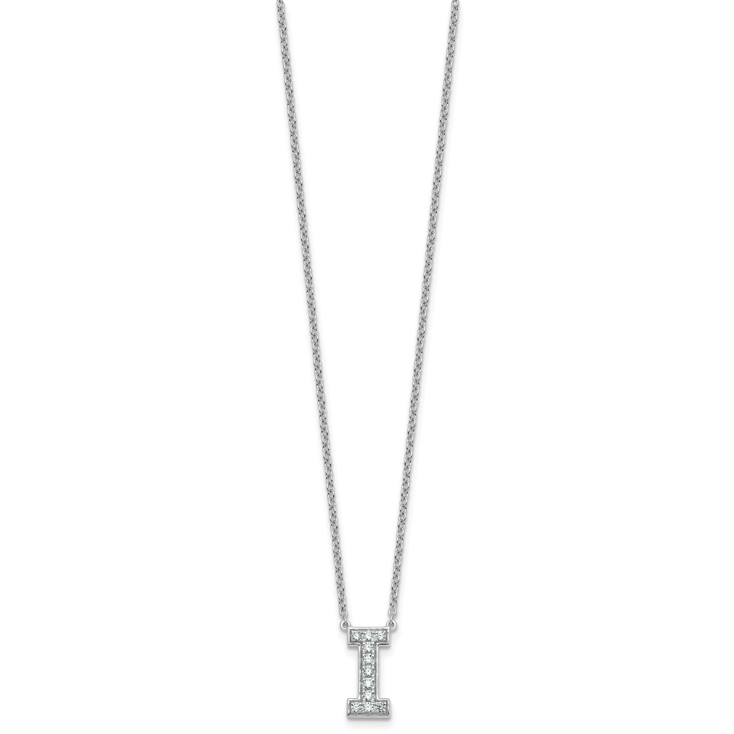 14k White Gold 1/4 carat Lab Grown Diamond VS+ F+ Complete Letter I 18 inch Initial Necklace Secondary image