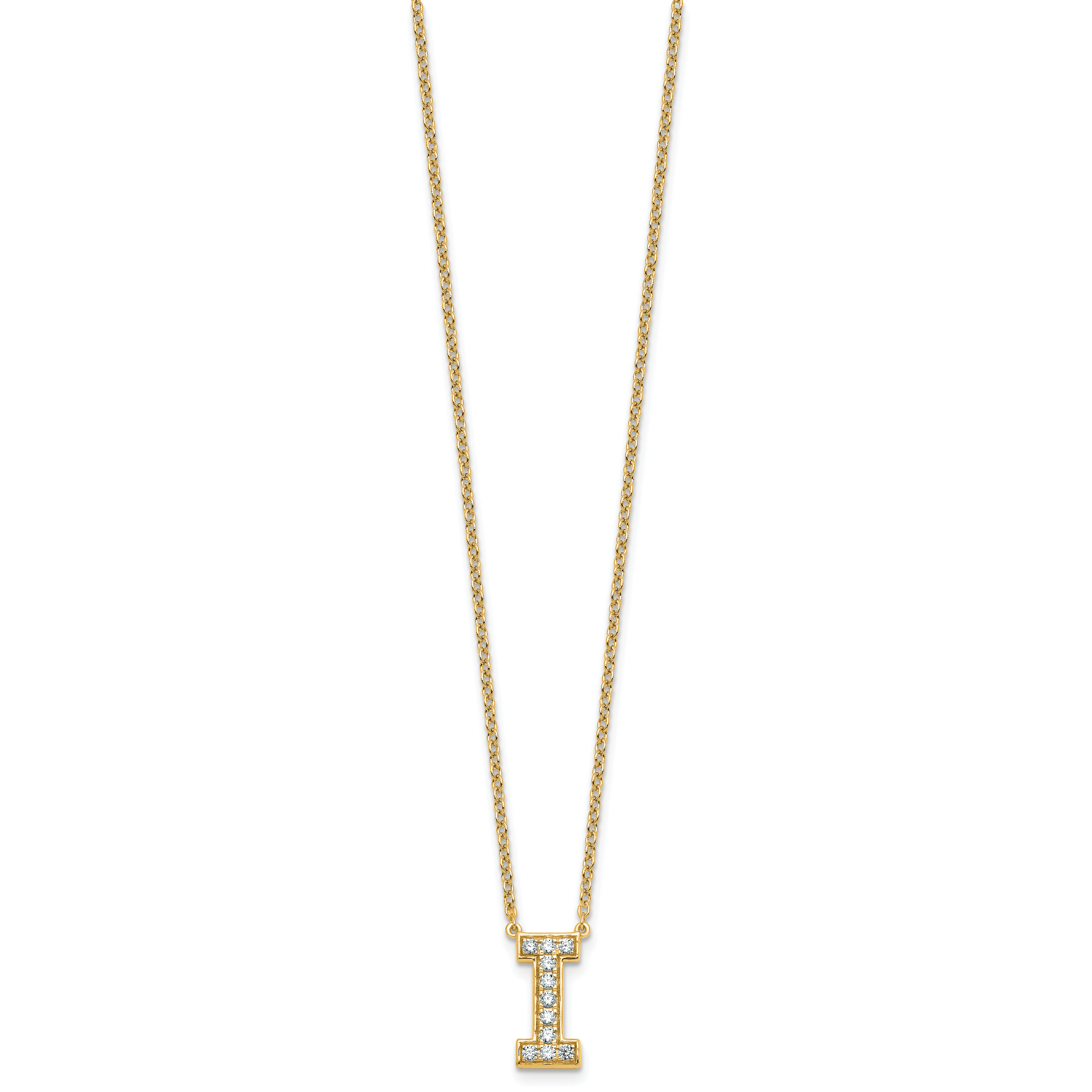 14k 1/4 carat Lab Grown Diamond VS+ F+ Complete Letter I 18 inch Initial Necklace Secondary image
