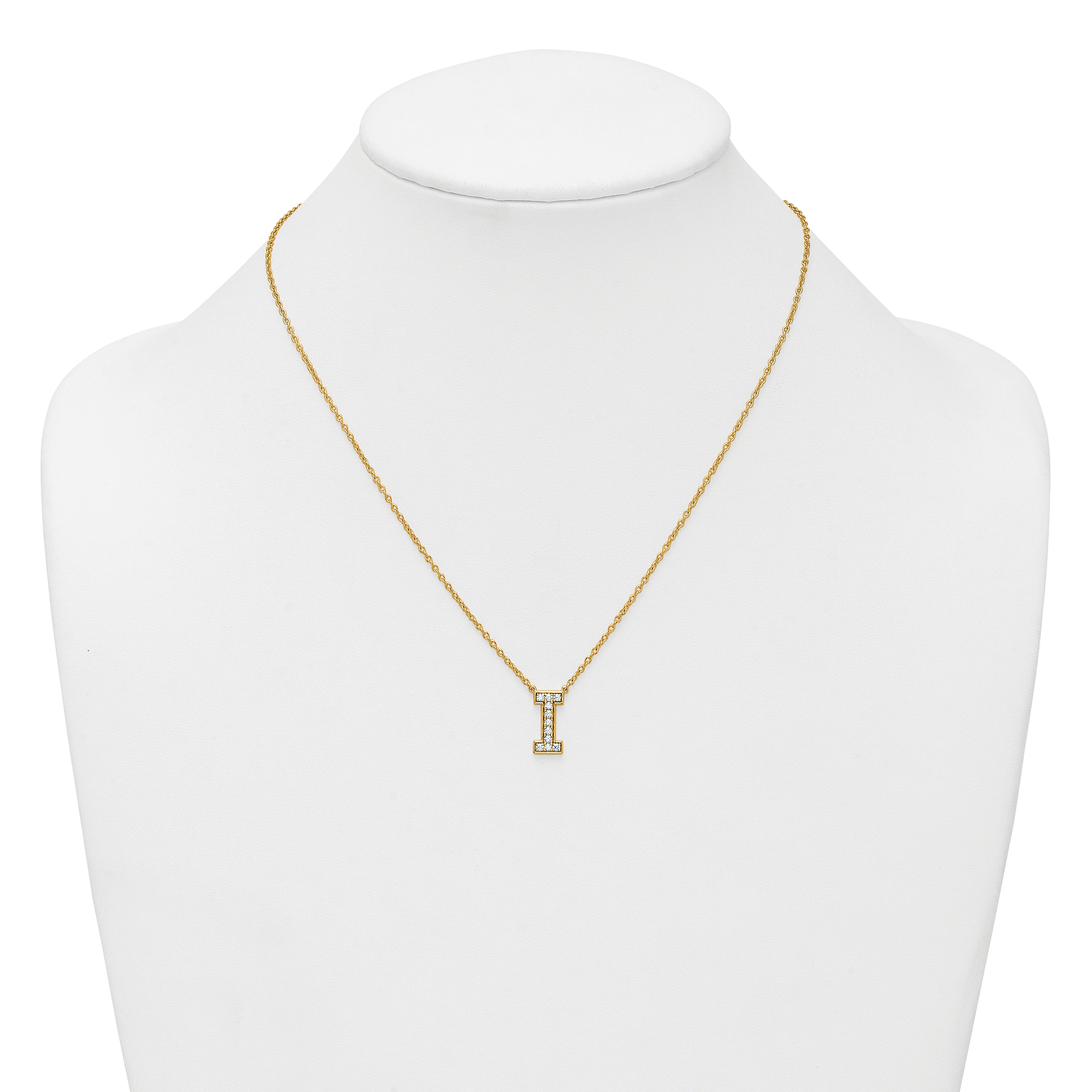 14k 1/4 carat Lab Grown Diamond VS+ F+ Complete Letter I 18 inch Initial Necklace