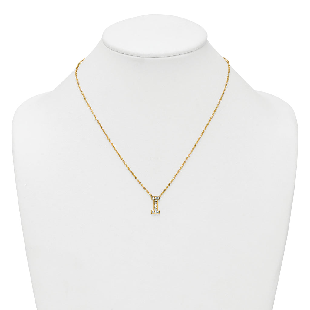 14k 1/4 carat Lab Grown Diamond VS+ F+ Complete Letter I 18 inch Initial Necklace