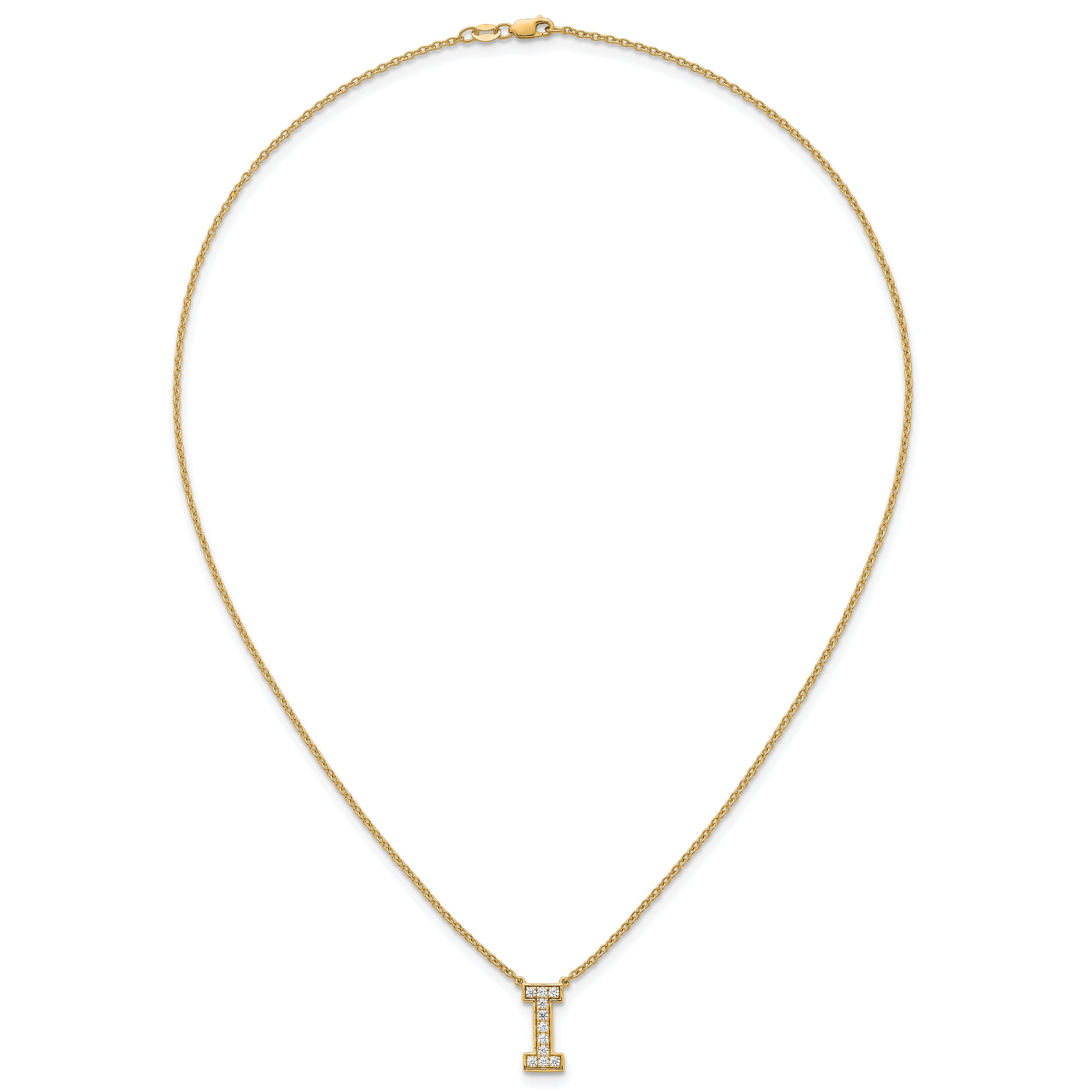 14k 1/4 carat Lab Grown Diamond VS+ F+ Complete Letter I 18 inch Initial Necklace