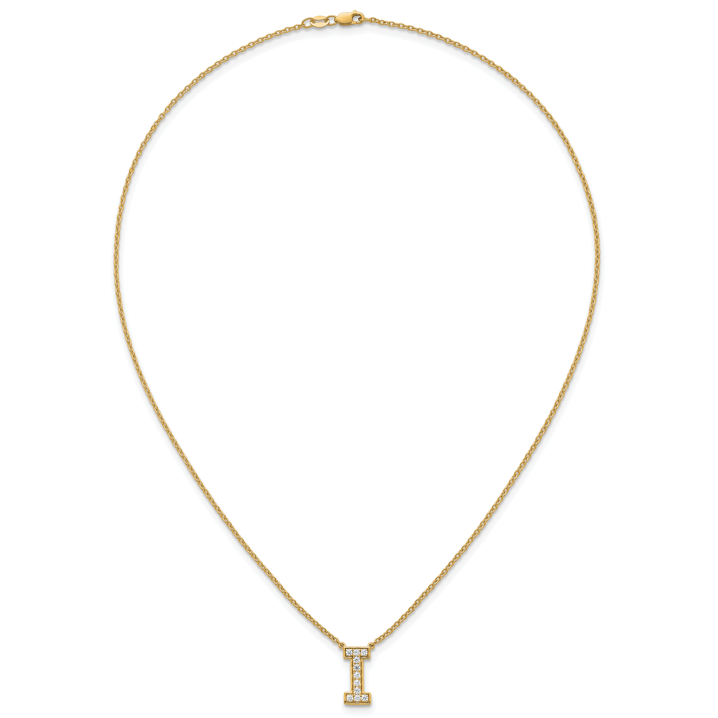 14k 1/4 carat Lab Grown Diamond VS+ F+ Complete Letter I 18 inch Initial Necklace