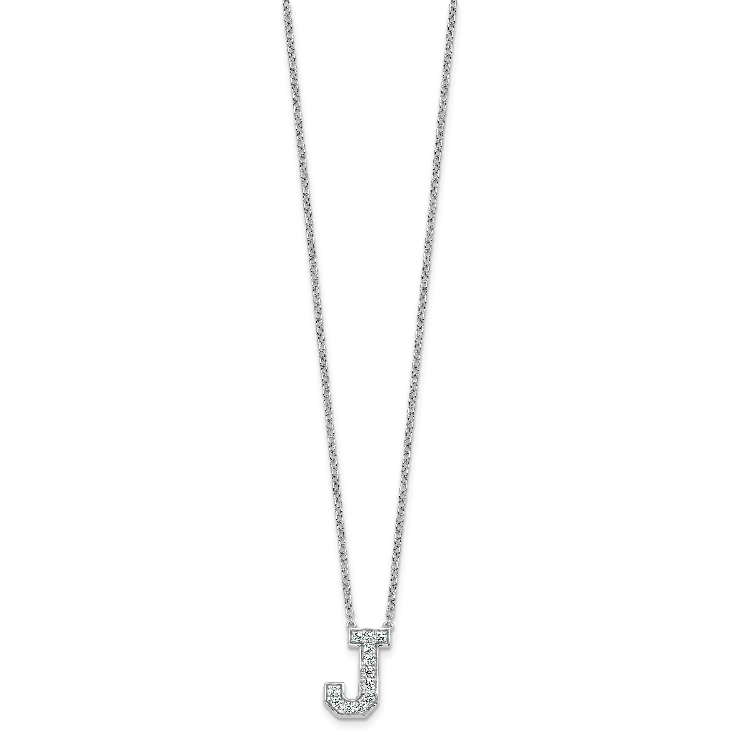 14k White Gold 1/3 carat Lab Grown Diamond VS+ F+ Complete Letter J 18 inch Initial Necklace Secondary image