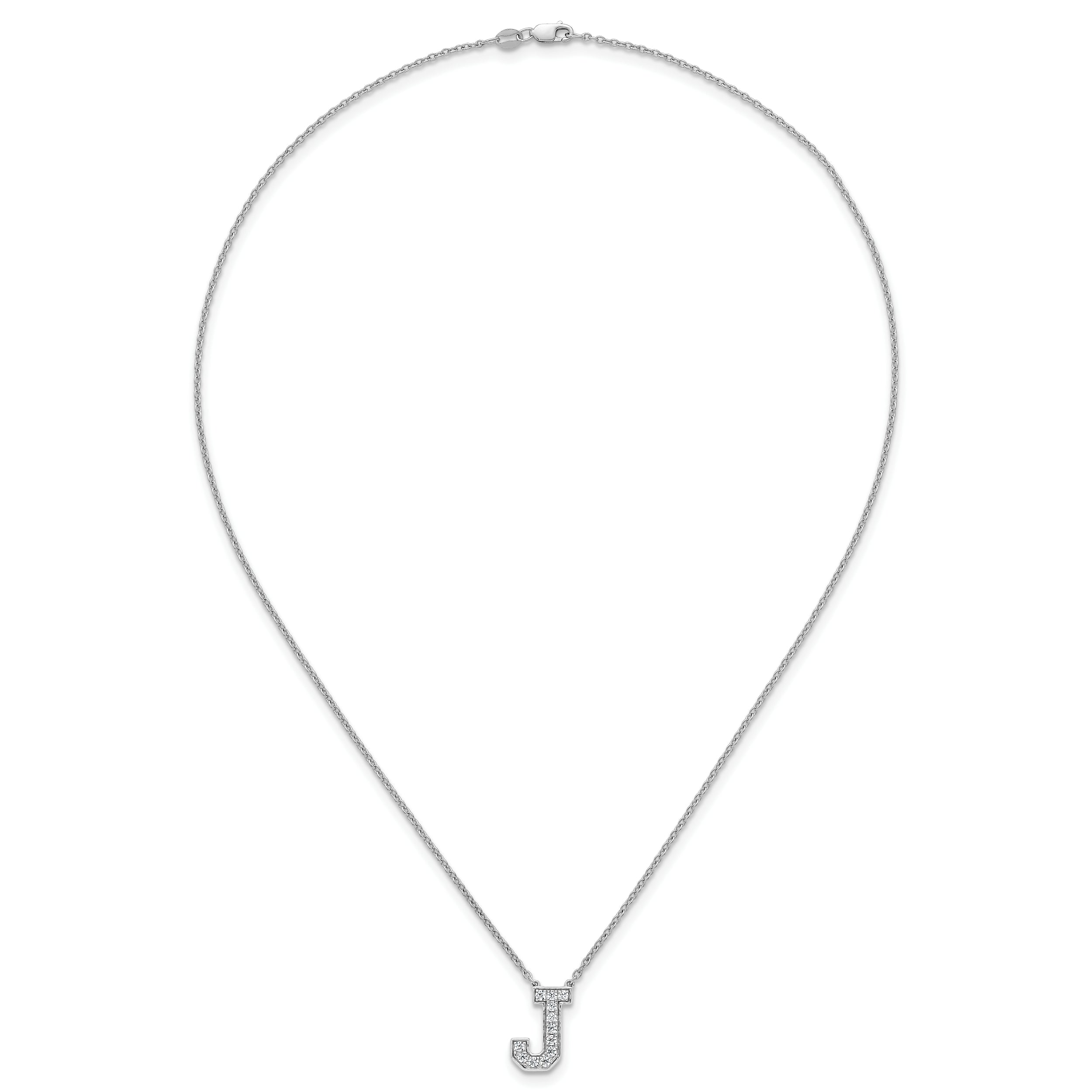 14k White Gold 1/3 carat Lab Grown Diamond VS+ F+ Complete Letter J 18 inch Initial Necklace