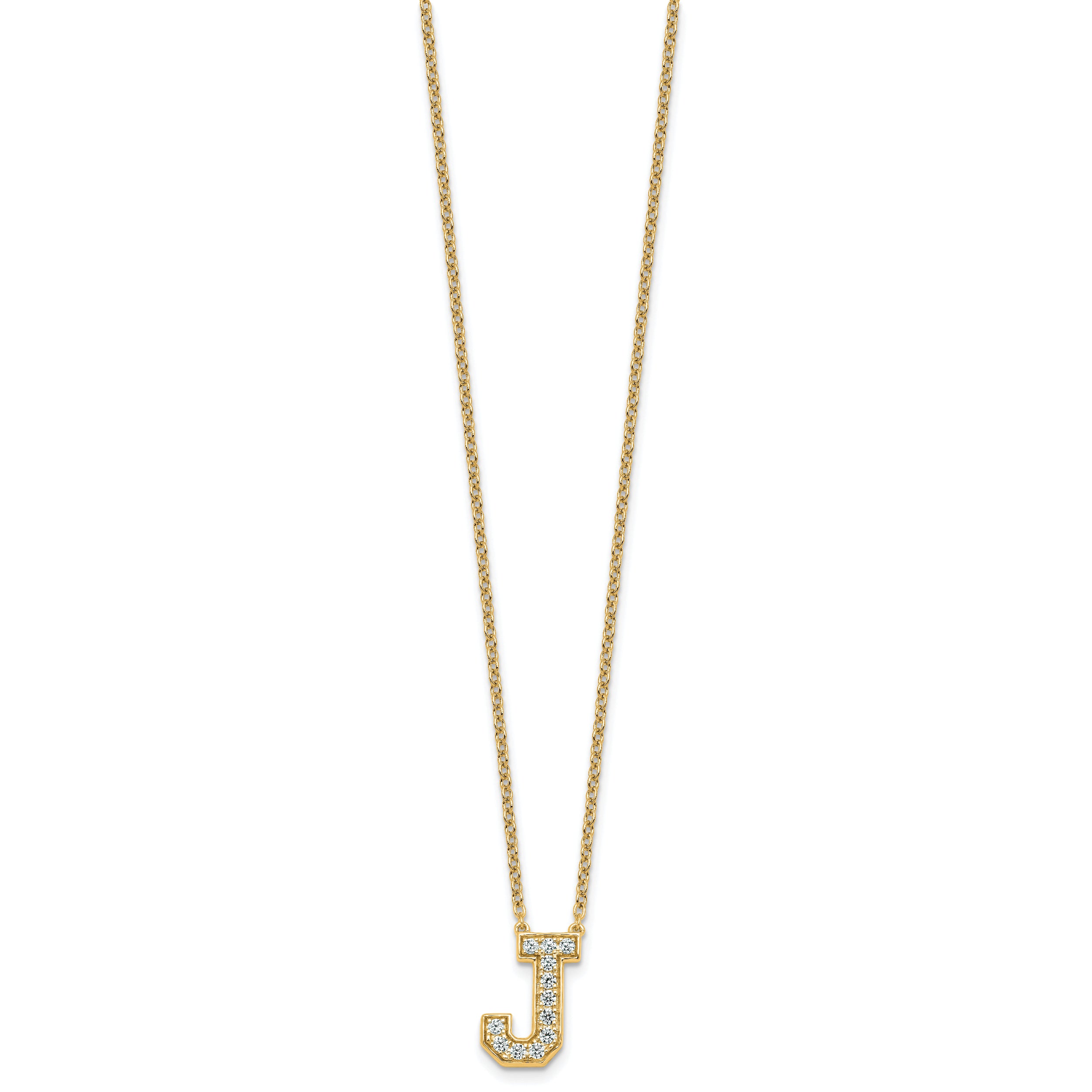 14k 1/3 carat Lab Grown Diamond VS+ F+ Complete Letter J 18 inch Initial Necklace