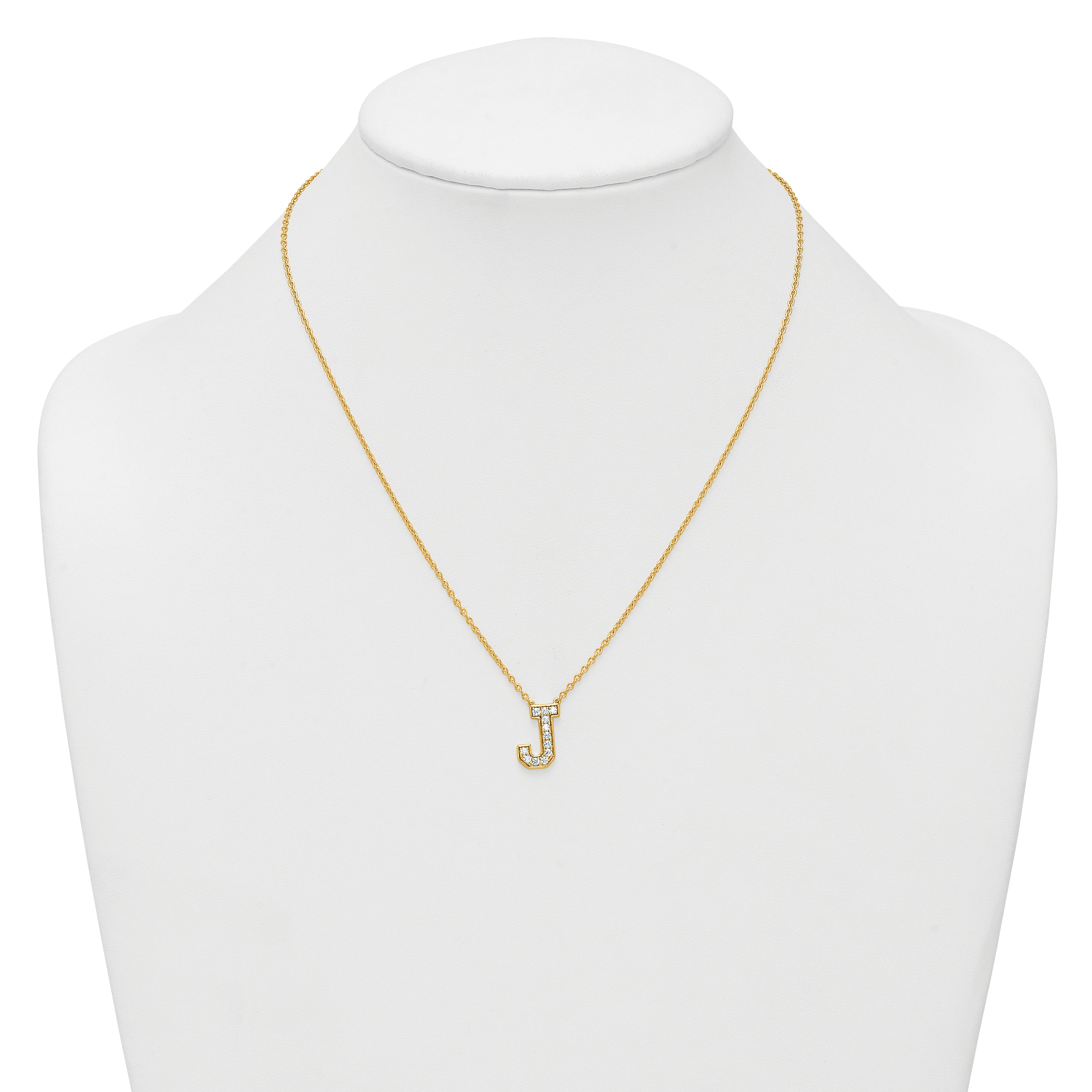 14k 1/3 carat Lab Grown Diamond VS+ F+ Complete Letter J 18 inch Initial Necklace