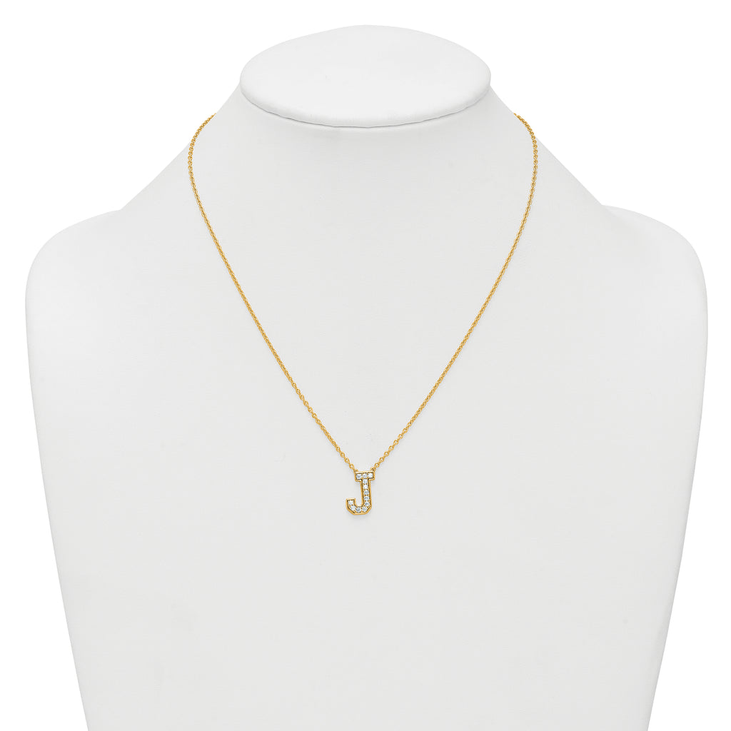 14k 1/3 carat Lab Grown Diamond VS+ F+ Complete Letter J 18 inch Initial Necklace