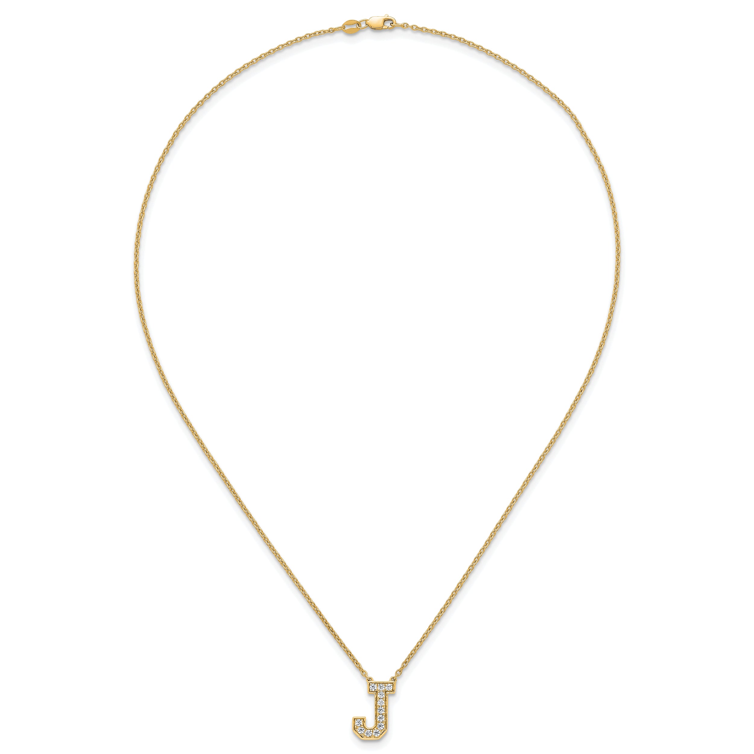 14k 1/3 carat Lab Grown Diamond VS+ F+ Complete Letter J 18 inch Initial Necklace