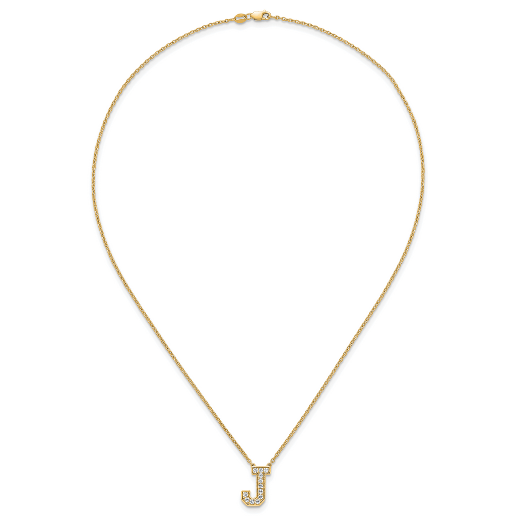 14k 1/3 carat Lab Grown Diamond VS+ F+ Complete Letter J 18 inch Initial Necklace
