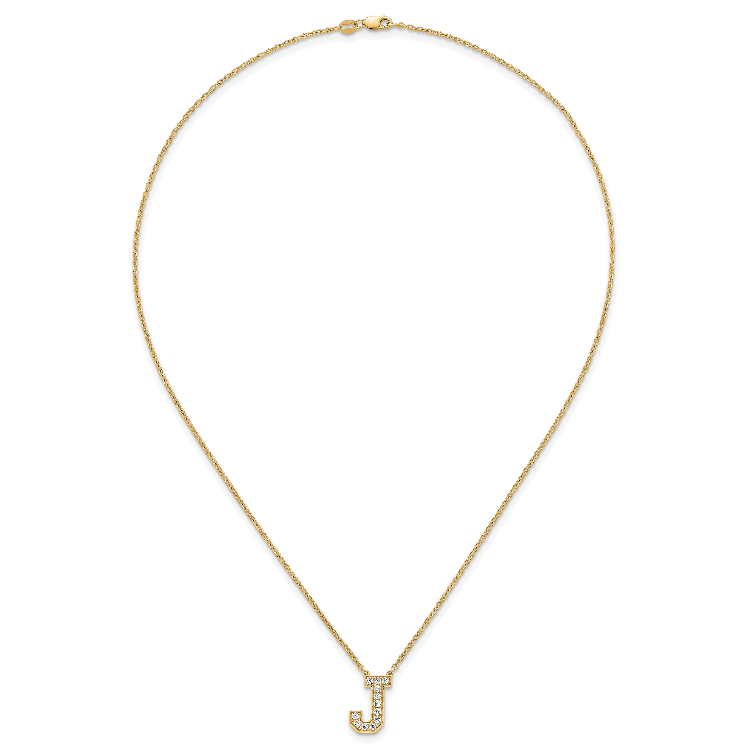 14k 1/3 carat Lab Grown Diamond VS+ F+ Complete Letter J 18 inch Initial Necklace
