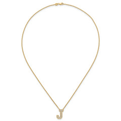 14k 1/3 carat Lab Grown Diamond VS+ F+ Complete Letter J 18 inch Initial Necklace