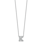 14k White Gold 1/2 carat Lab Grown Diamond VS+ F+ Complete Letter K 18 inch Initial Necklace