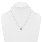 14k White Gold 1/2 carat Lab Grown Diamond VS+ F+ Complete Letter K 18 inch Initial Necklace