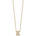 14k 1/2 carat Lab Grown Diamond VS+ F+ Complete Letter D 18 inch Initial Necklace