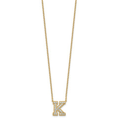 14k 1/2 carat Lab Grown Diamond VS+ F+ Complete Letter D 18 inch Initial Necklace