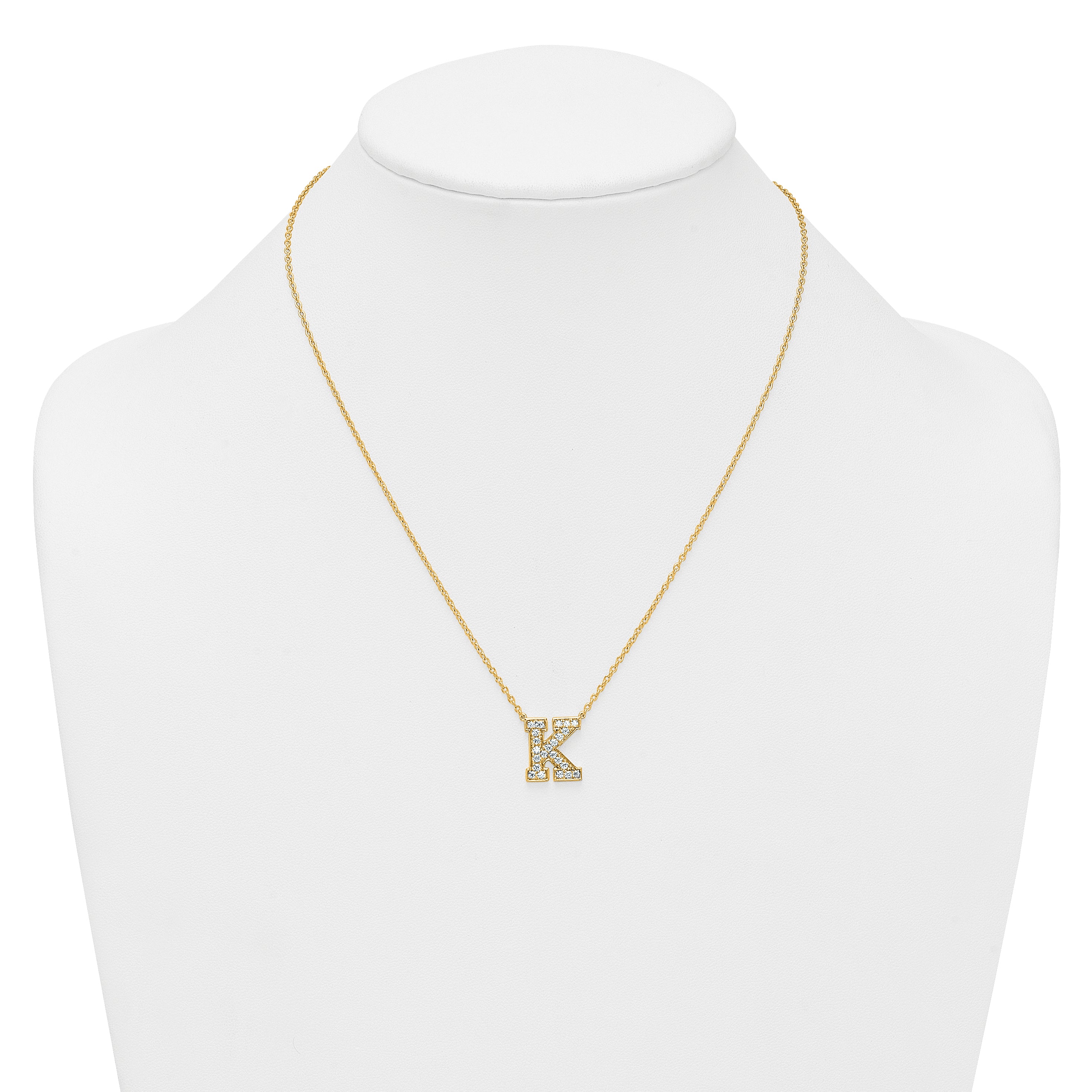 14k 1/2 carat Lab Grown Diamond VS+ F+ Complete Letter D 18 inch Initial Necklace