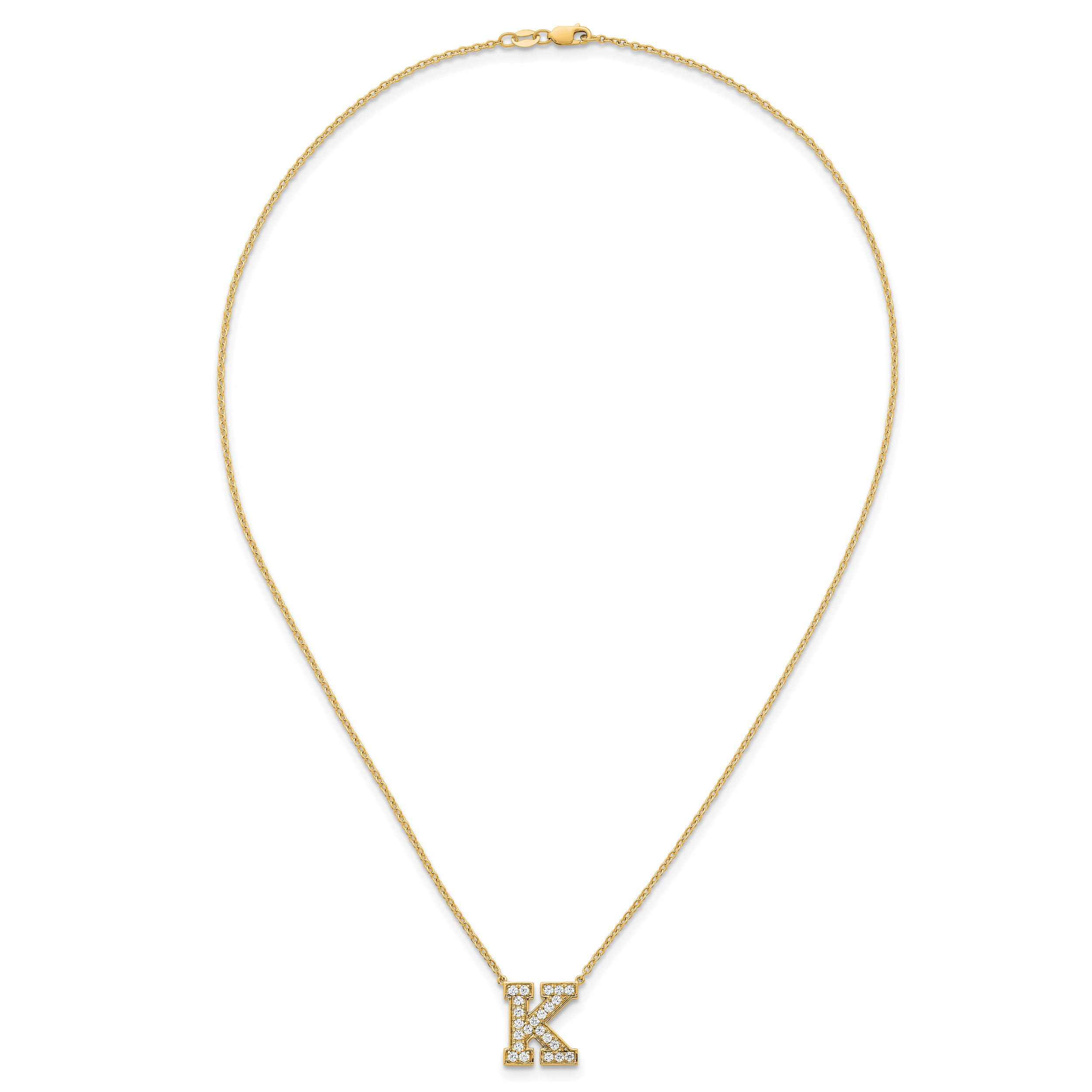 14k 1/2 carat Lab Grown Diamond VS+ F+ Complete Letter D 18 inch Initial Necklace