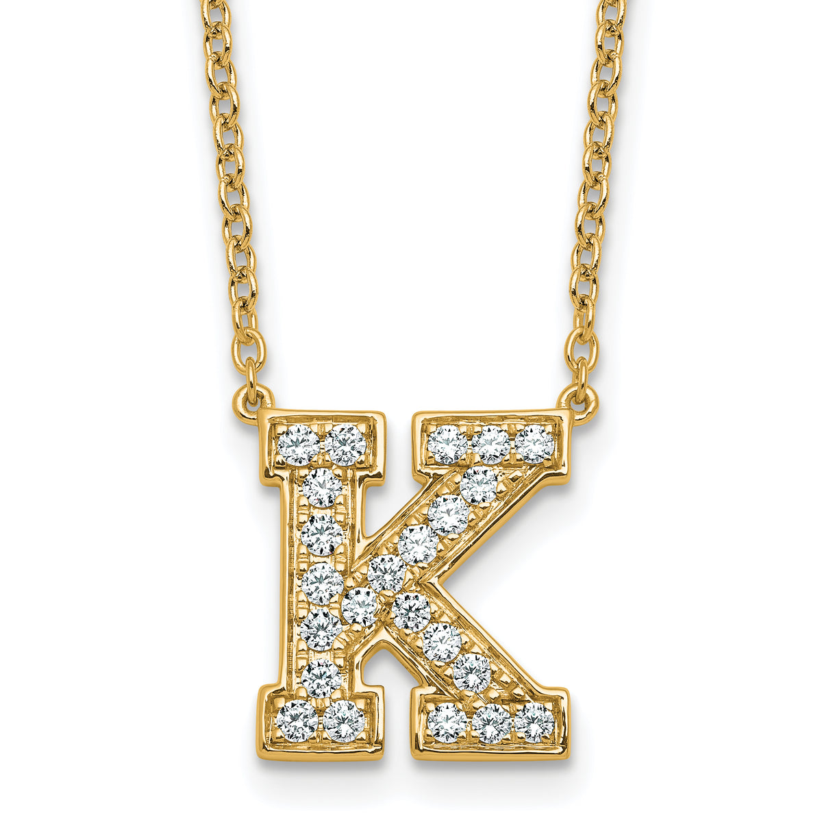14k 1/2 carat Lab Grown Diamond VS+ F+ Complete Letter D 18 inch Initial Necklace