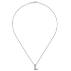 14k White Gold 1/4 carat Lab Grown Diamond VS+ F+ Complete Letter L 18 inch Initial Necklace