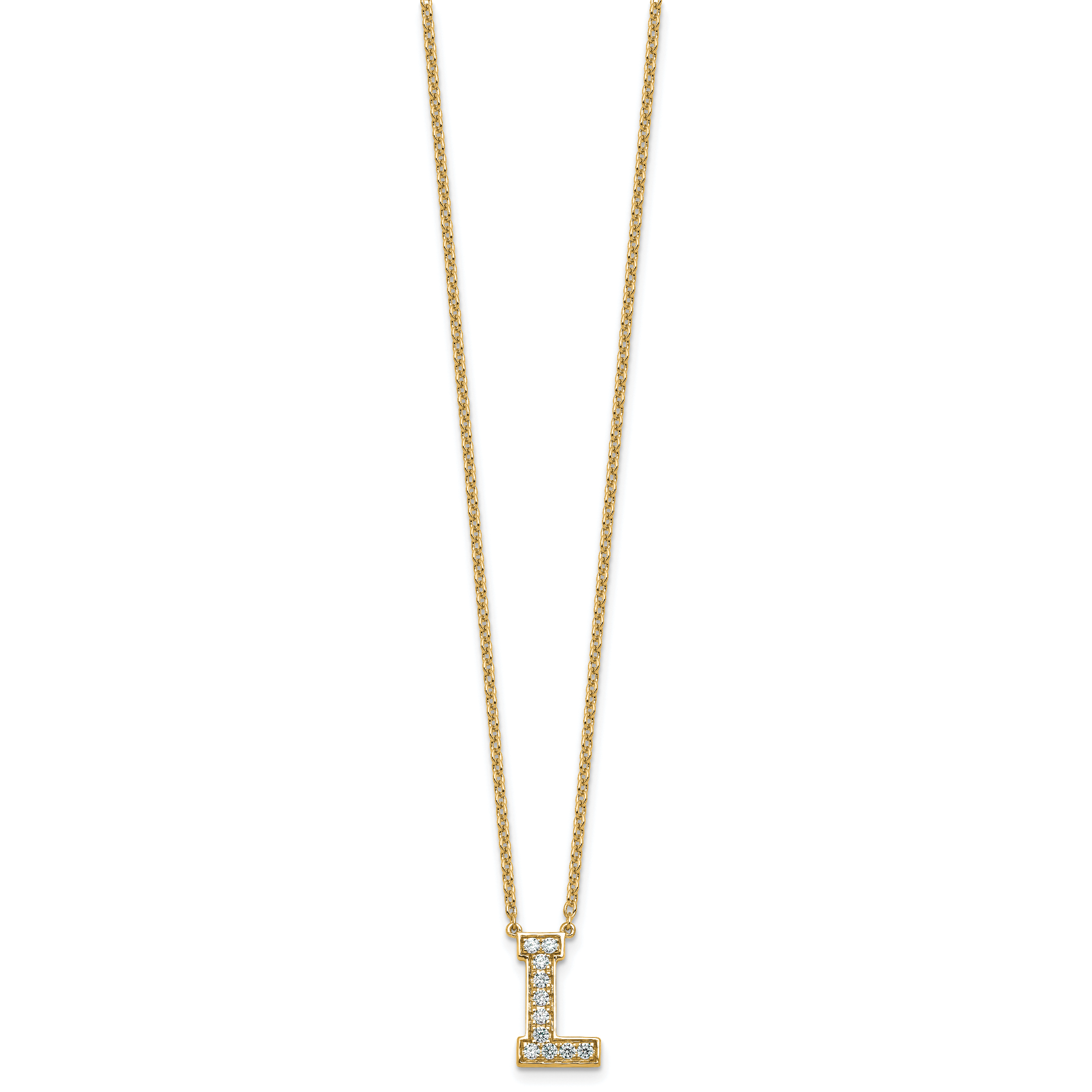 14k 1/4 carat Lab Grown Diamond VS+ F+ Complete Letter L 18 inch Initial Necklace Secondary image