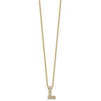 14k 1/4 carat Lab Grown Diamond VS+ F+ Complete Letter L 18 inch Initial Necklace