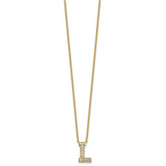 14k 1/4 carat Lab Grown Diamond VS+ F+ Complete Letter L 18 inch Initial Necklace