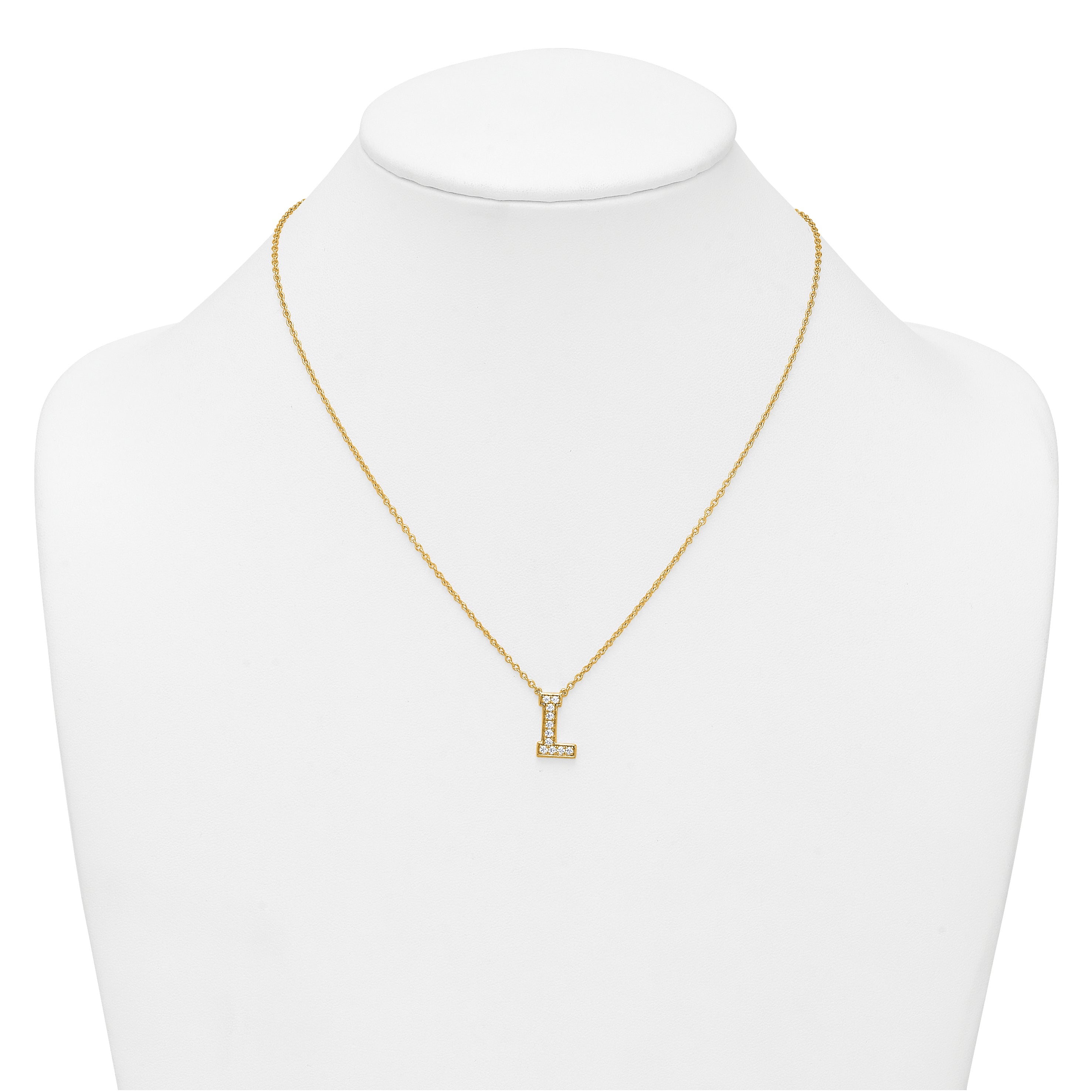 14k 1/4 carat Lab Grown Diamond VS+ F+ Complete Letter L 18 inch Initial Necklace