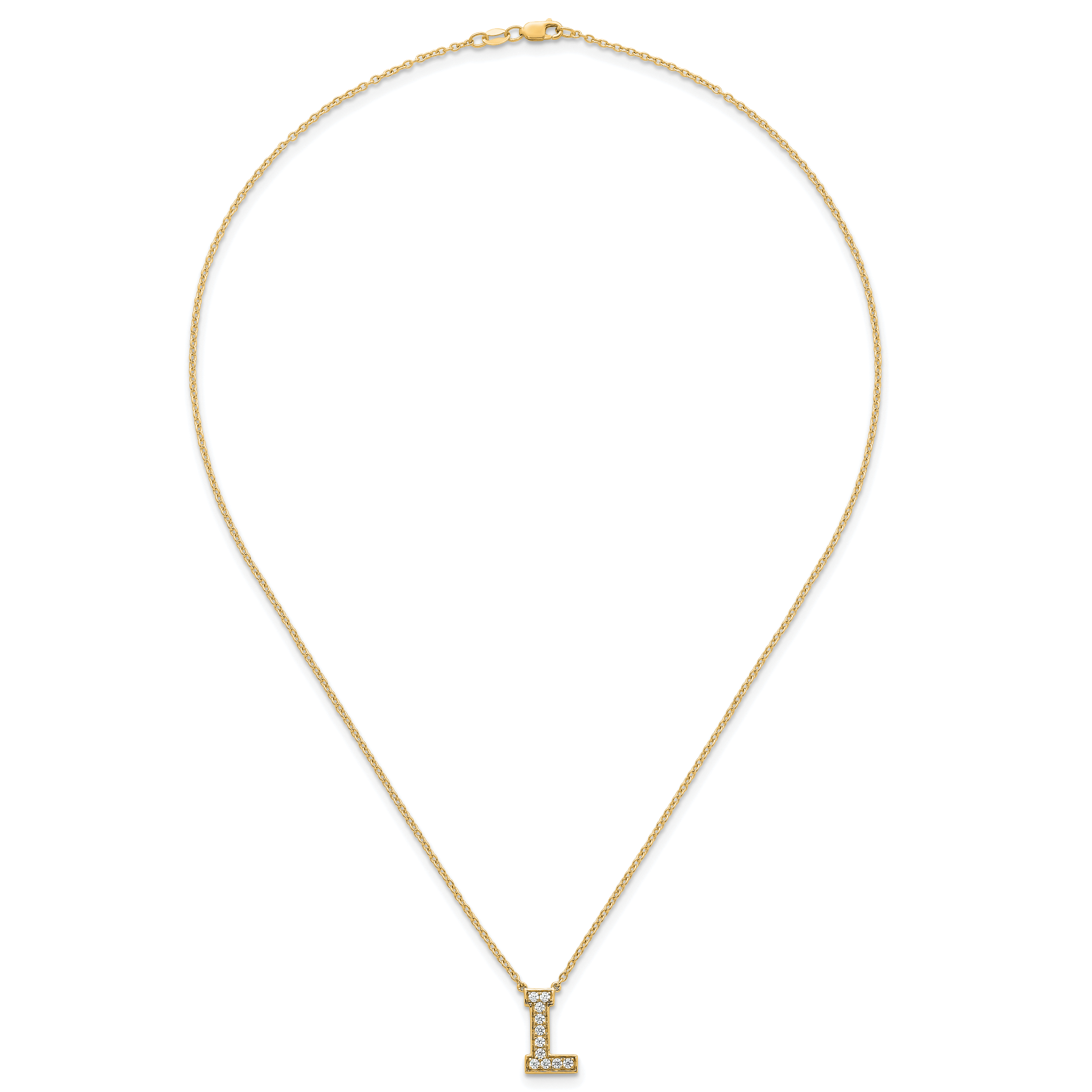 14k 1/4 carat Lab Grown Diamond VS+ F+ Complete Letter L 18 inch Initial Necklace