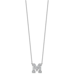 14k White Gold 5/8 carat Lab Grown Diamond VS+ F+ Complete Letter M 18 inch Initial Necklace