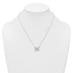 14k White Gold 5/8 carat Lab Grown Diamond VS+ F+ Complete Letter M 18 inch Initial Necklace