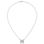 14k White Gold 5/8 carat Lab Grown Diamond VS+ F+ Complete Letter M 18 inch Initial Necklace