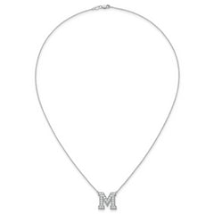 14k White Gold 5/8 carat Lab Grown Diamond VS+ F+ Complete Letter M 18 inch Initial Necklace