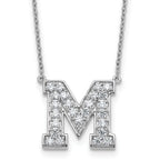 14k White Gold 5/8 carat Lab Grown Diamond VS+ F+ Complete Letter M 18 inch Initial Necklace