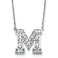 14k White Gold 5/8 carat Lab Grown Diamond VS+ F+ Complete Letter M 18 inch Initial Necklace