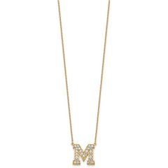 14k 5/8 carat Lab Grown Diamond VS+ F+ Complete Letter M 18 inch Initial Necklace