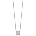 14k White Gold 5/8 carat Lab Grown Diamond VS+ F+ Complete Letter N 18 inch Initial Necklace
