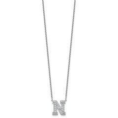 14k White Gold 5/8 carat Lab Grown Diamond VS+ F+ Complete Letter N 18 inch Initial Necklace
