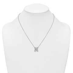 14k White Gold 5/8 carat Lab Grown Diamond VS+ F+ Complete Letter N 18 inch Initial Necklace