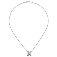 14k White Gold 5/8 carat Lab Grown Diamond VS+ F+ Complete Letter N 18 inch Initial Necklace