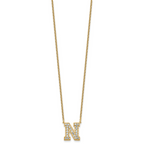 14k 5/8 carat Lab Grown Diamond VS+ F+ Complete Letter N 18 inch Initial Necklace