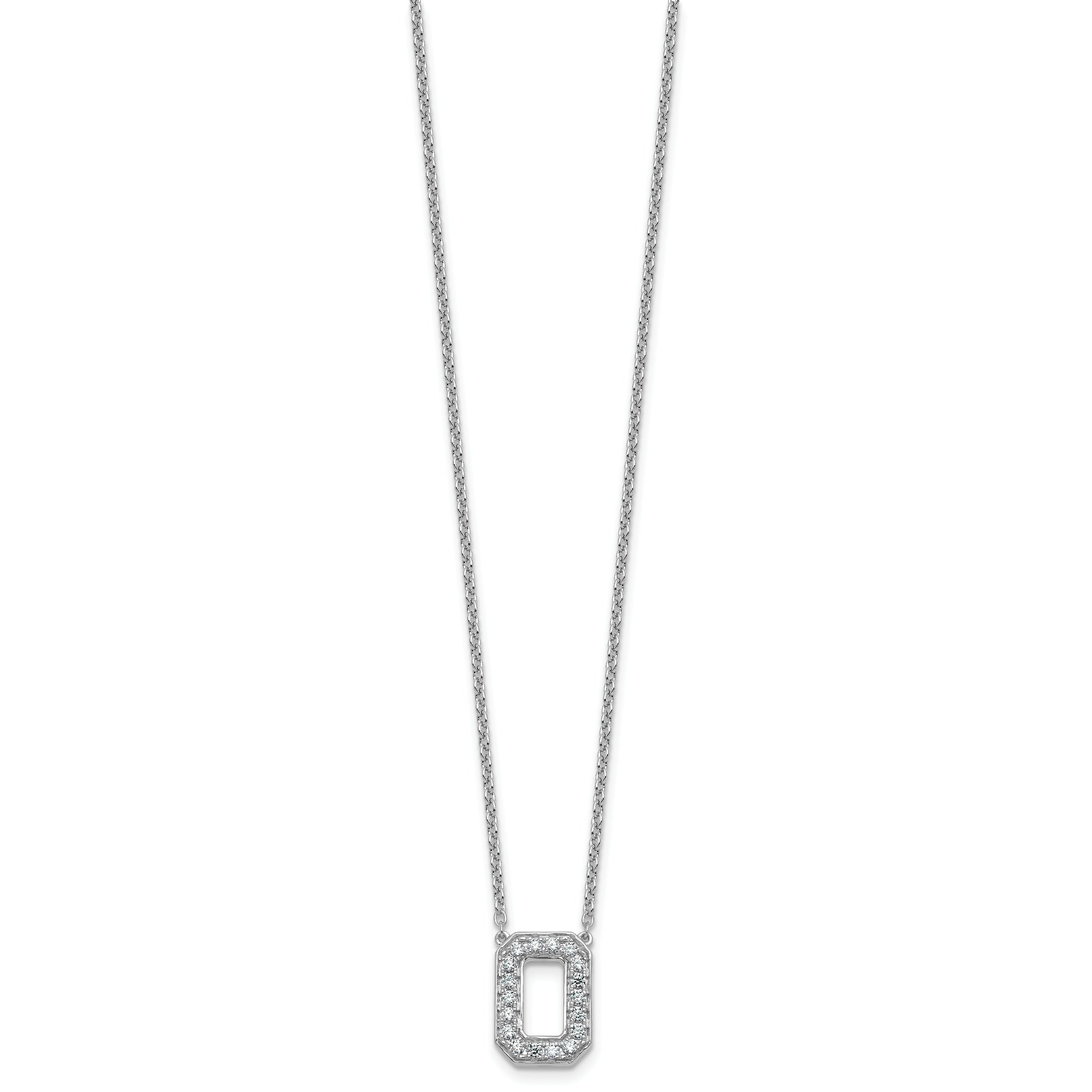 14k White Gold 1/3 carat Lab Grown Diamond VS+ F+ Complete Letter O 18 inch Initial Necklace